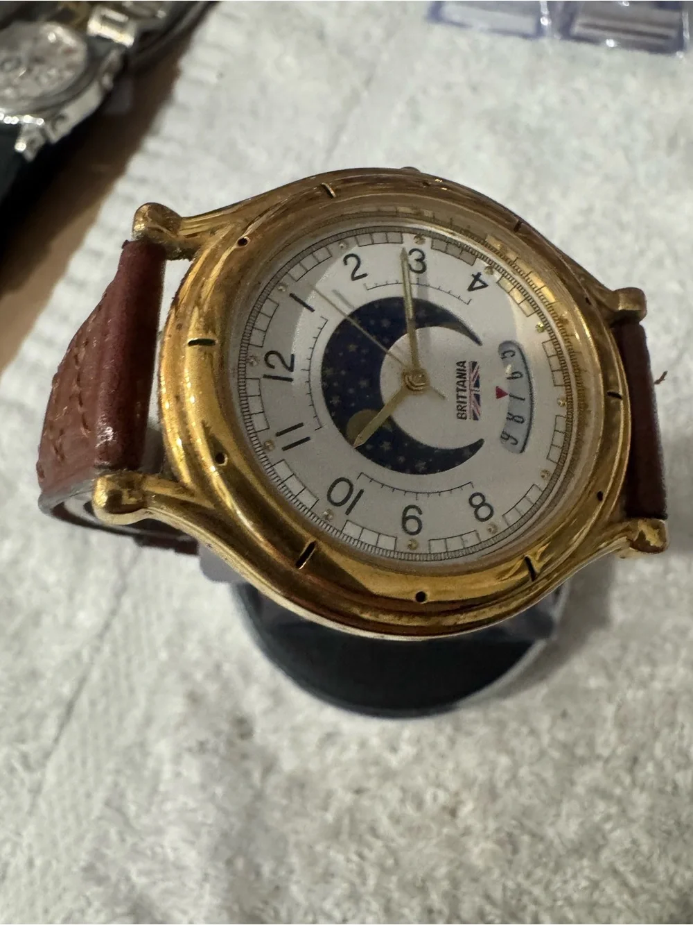 Brittania Gold-Tone Moonphase Smartwatch Style in Brown